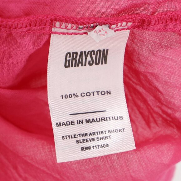 GRAYSON The Artist Short Sleeve Shirt Lightweight Cotton in Hot Pink Size 2/S - Picture 6 of 6